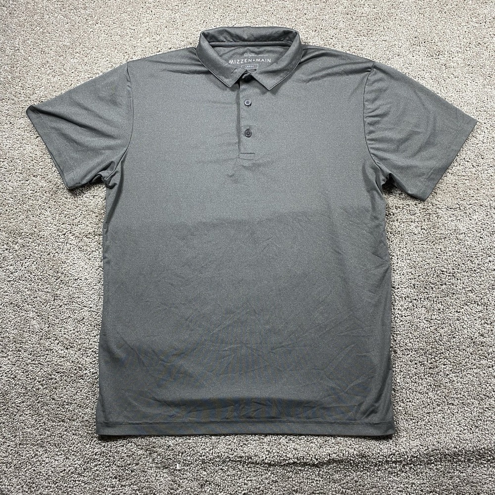 Mizzen + Main Phil Mickelson Mens‎ Large Gray Short Golf Polo Shirt Stretch - Picture 2 of 8